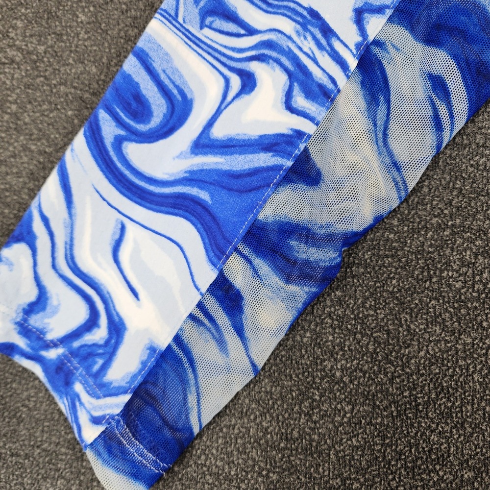 IBKUL Womens XL Blue Marble Swirl UPF 50+ Quarter Zip Long Sleeve Cooling Top - Picture 3 of 8